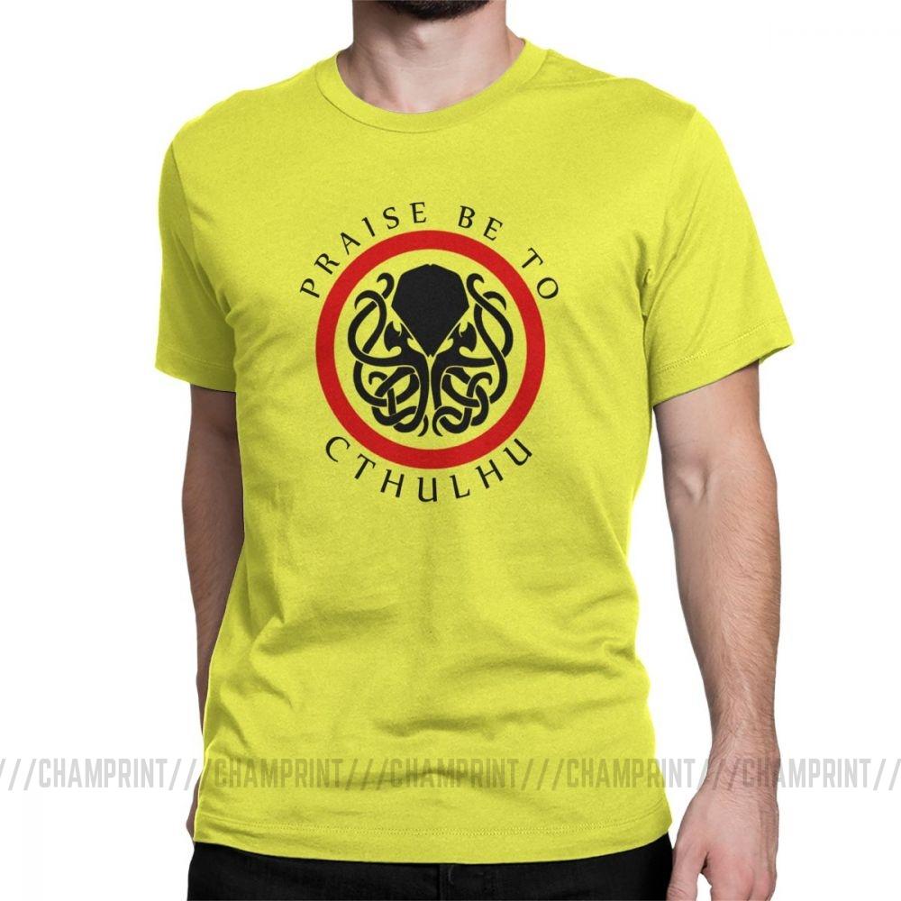 Praise Be To Cthulhu Cool T Shirts For Men Crewneck Cotton T Shirt Short Sleeve Tee