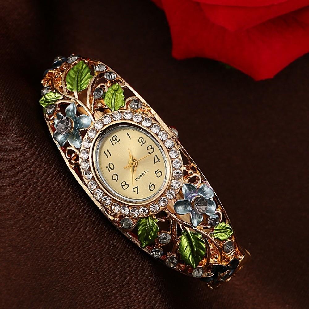 Rich In Flowers Ladies Wristwatch Rhinestone Bracelet Bracelet Watch  Elegant Wear