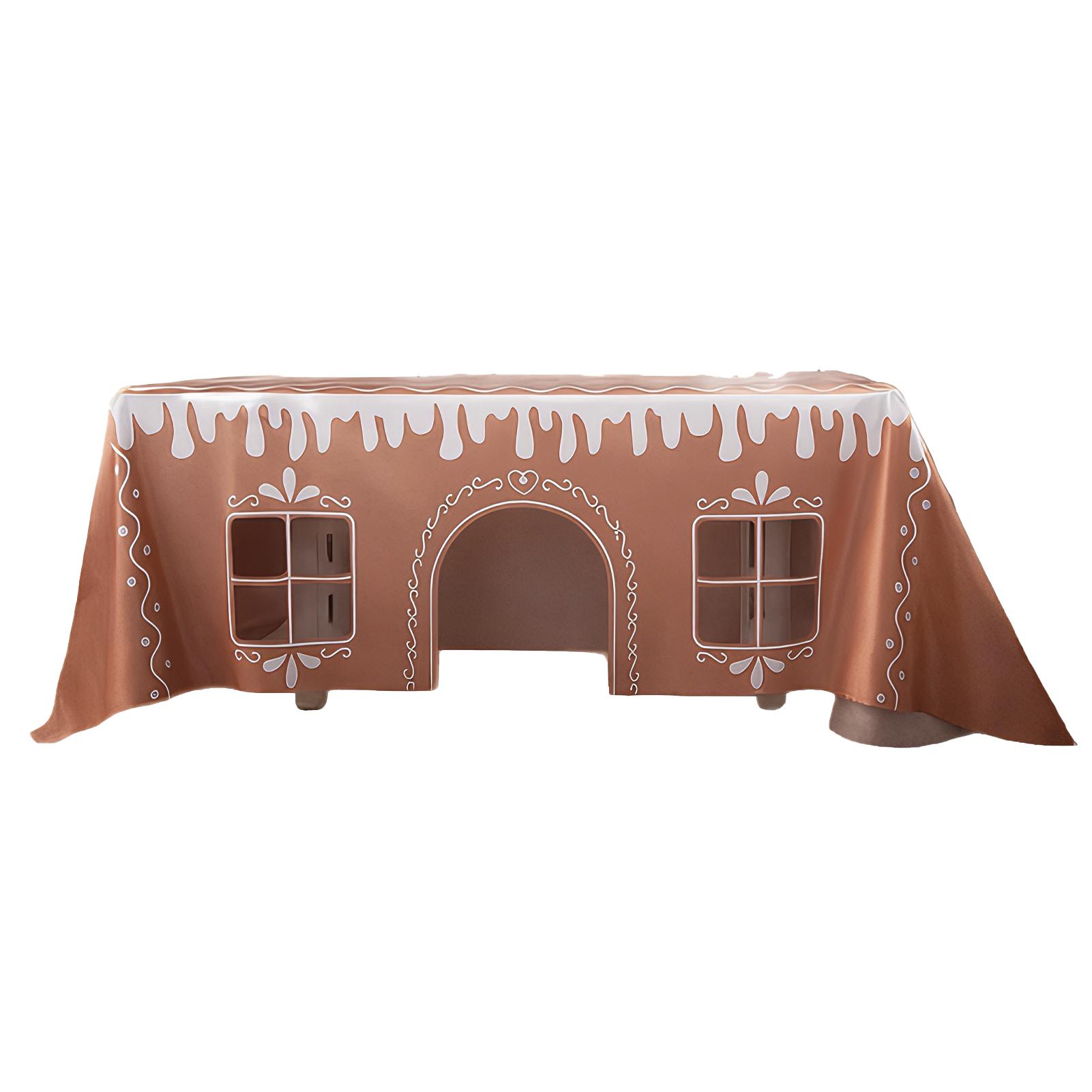 

Experience Holiday Celebrations Easy-to-clean Gingerbread House Christmas Tablecloth Holiday Painting Table Cover