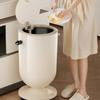 Freestanding Waste Bin with Lid Lidded Cylindrical Trash Inner Liner Compact Garbage Can