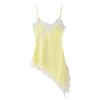 European & American Style Asymmetrical Lace-Trimmed Backless Spaghetti Strap Dress - Light Luxury