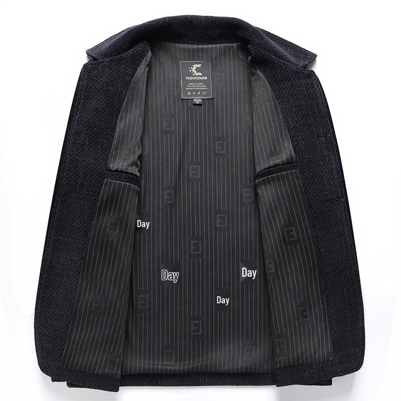 Men's Spring & Autumn Casual Chenille Stand Collar Jacket for Middle-Aged