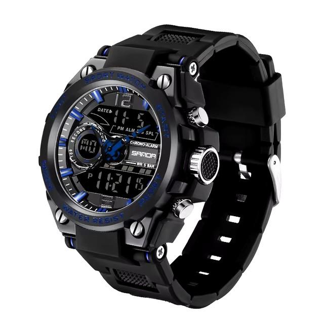 Sanda 6092 Fashion G Style Hot Sale Alarm Mode Waterproof Sports Hand Clock Analog Digital Display Stop Quartz Watch for Men