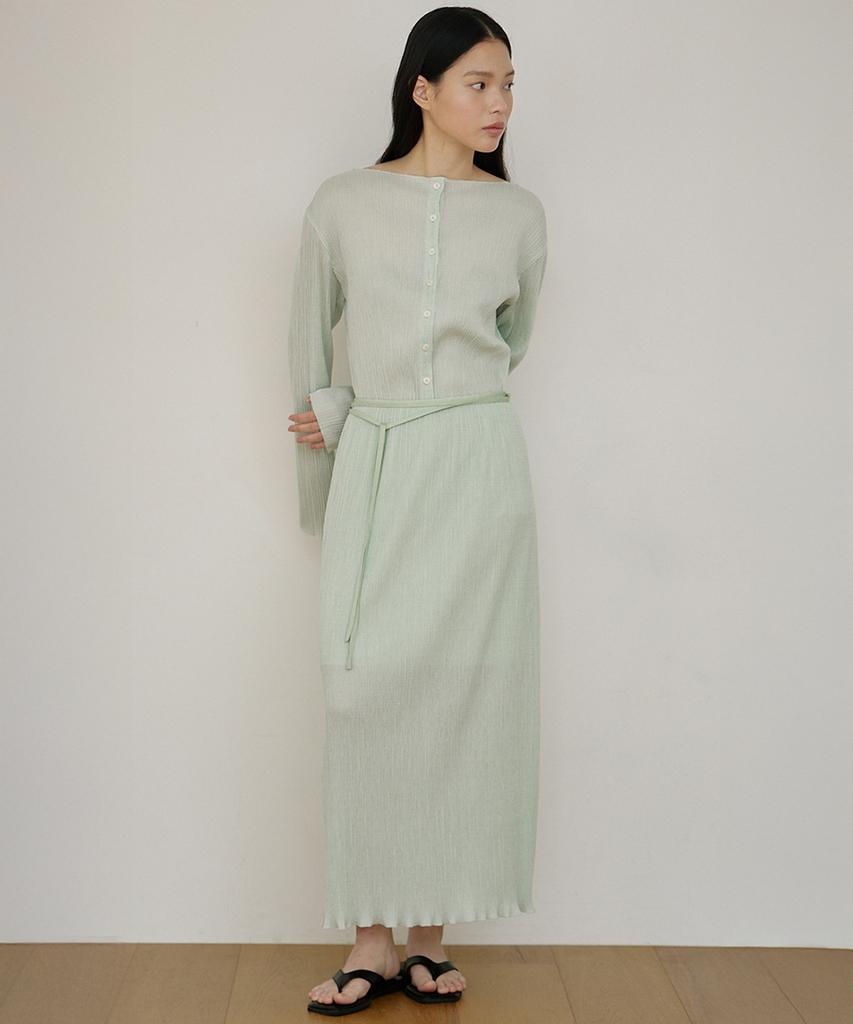 Oeoseoul Pleated Maxi Skirt [Mint]