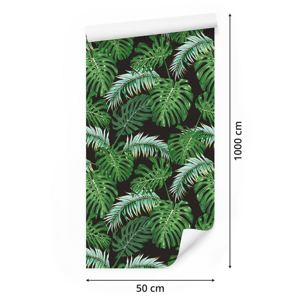 Palm and Monstera Leaves Wallpaper for Living Room and Bedroom 50x1000