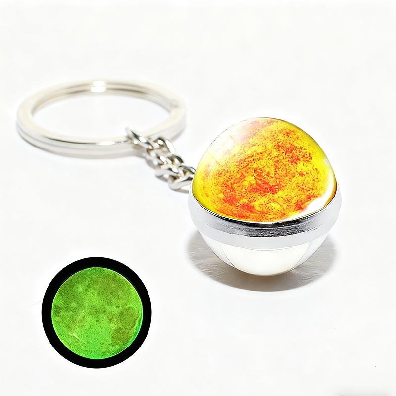 1PC Round Luminous Pendant with Ring Graduation Gift Planetary Earth Keychain Car Glow-in-the-Dark Durable Dual-Sided Cute