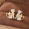 commuting versatile cat earrings, cute kitten butterfly exquisite earrings, Korean version of temperament earrings for women
