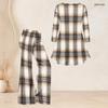 Women Plus Size V Neck Three Quarter Sleeve Printed Flared Top Flared Pants Two Piece Set