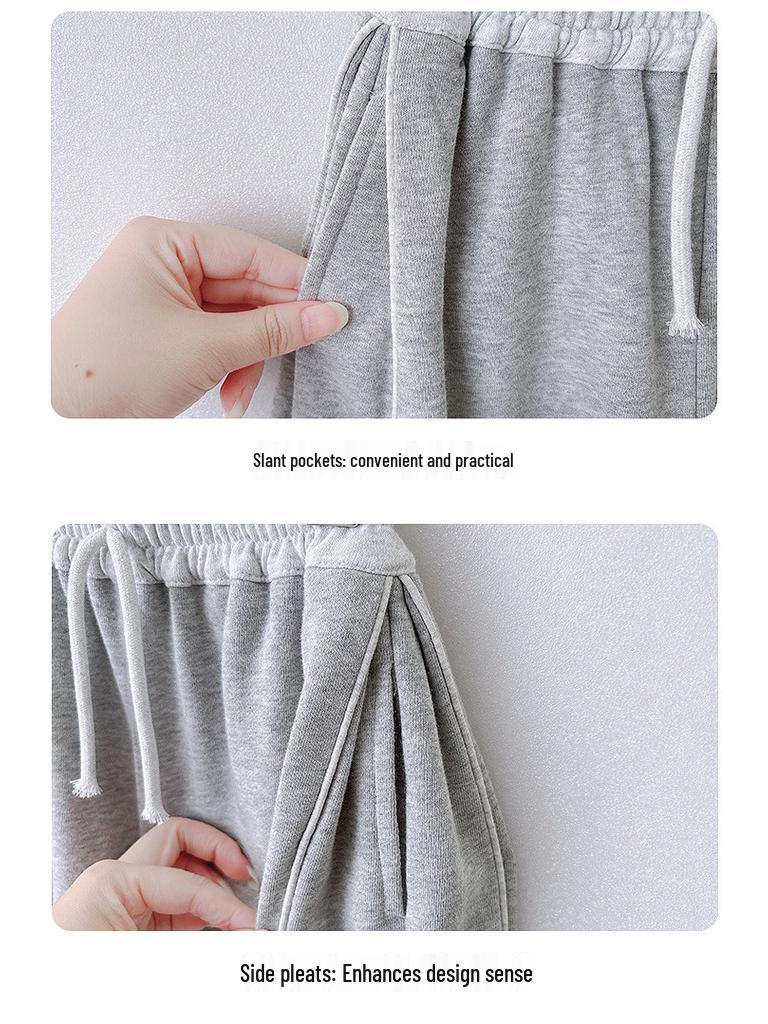 YOJIA Girls' Stylish Loose Straight-Leg Sweatpants for Spring and Autumn 2026