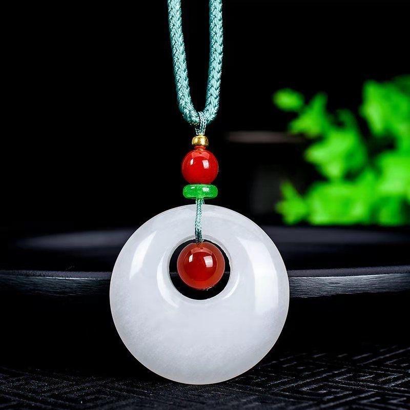 Pendant Ping an Wu Shi Brand Mutton Fat White Ping an Buckle Gourd Necklace