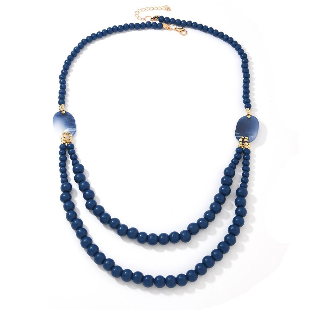 Bohemian Wooden Bead Shell Necklace With Handcrafted Chain For Summer Travel Accessories Women