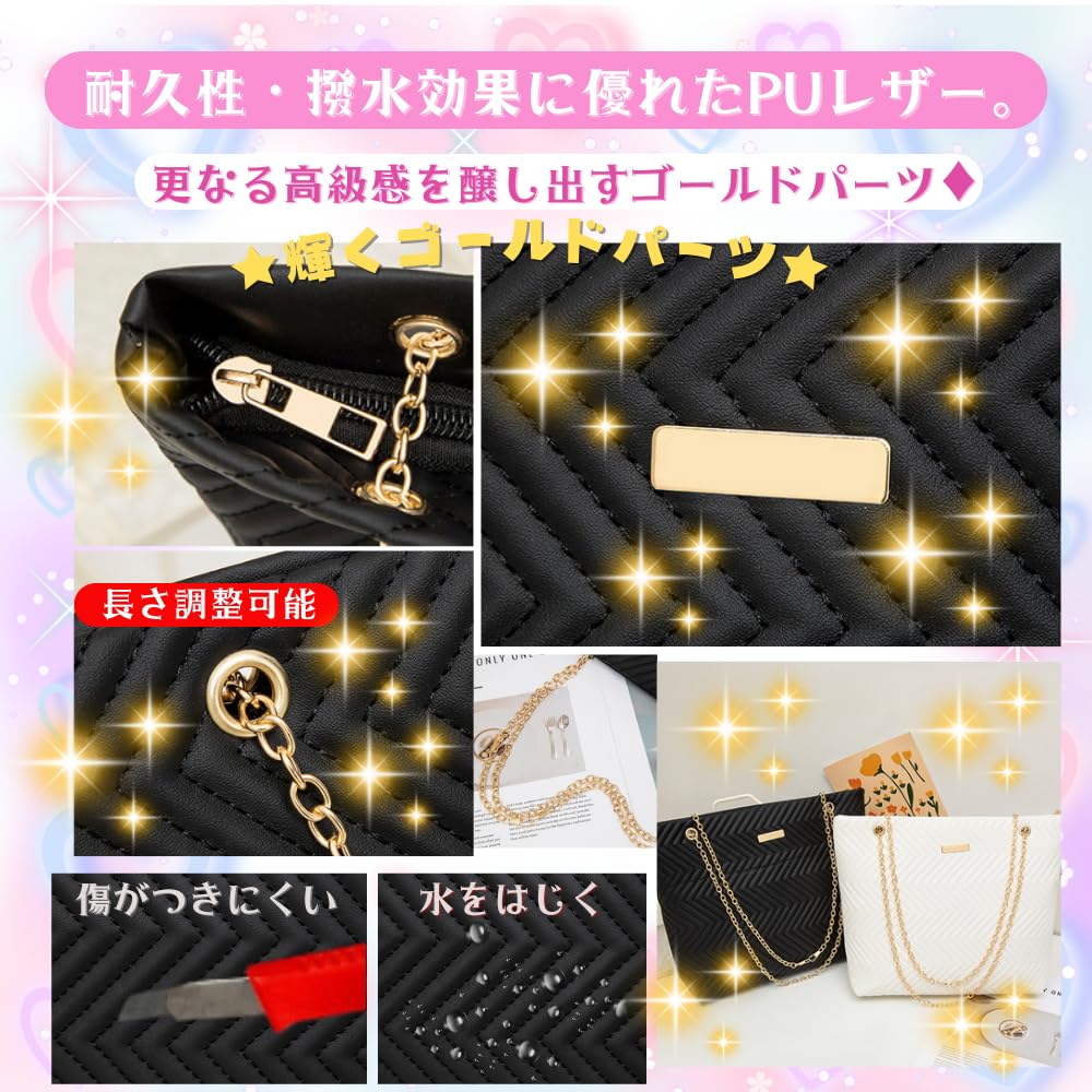 ORIJIRI Lightweight Shoulder Cute PU Stylish Women's Bag, Handbag, Leather, 3-Way (White)