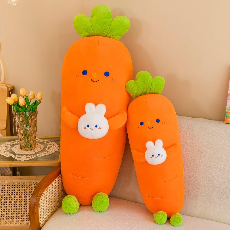 Large Fruit Pillow Carrot Rabbit Doll Plush Toy Girl Sleeping with Doll Pillow Birthday Gift