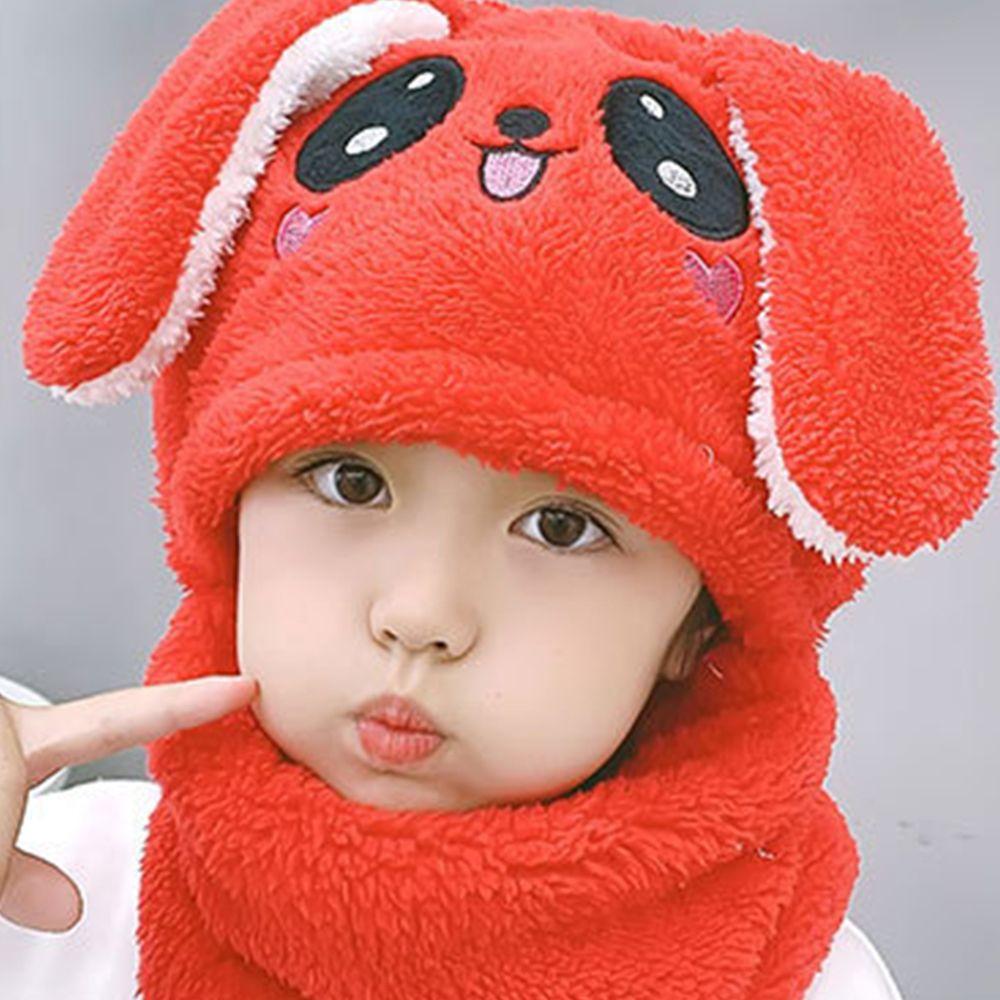 Design Ear Protector Solid Color Bunny Face Protection With Bib Children Hat Korean Cap Plush Hat