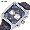 Men's Rectangle Business Work Analogue Quartz Chronograph Luminous Sport Wrist Watch with Leather Strap ML2182G