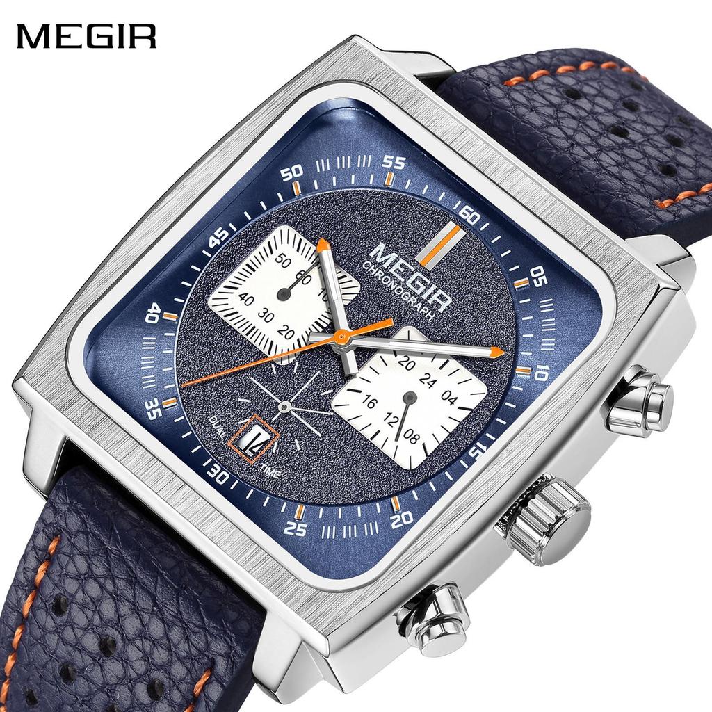 Orologio Uomo Rettangolare Quarzo Con Calendario E Lancette Luminose - Cinturino Acciaio