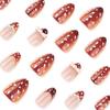 Autumn Brown Manicure Wearing Nail Piece Short Almond Nail Piece White Polka Dot Dot Fake Nail Piece