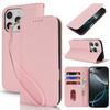 Applicable to iPhone16 mobile phone leather case 17Pro lychee pattern flip magnetic card holder portable rope 14plus