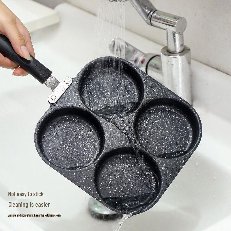 Egg Burger Pan: 4-Hole Breakfast & Steak Die-Cast Fry Pan