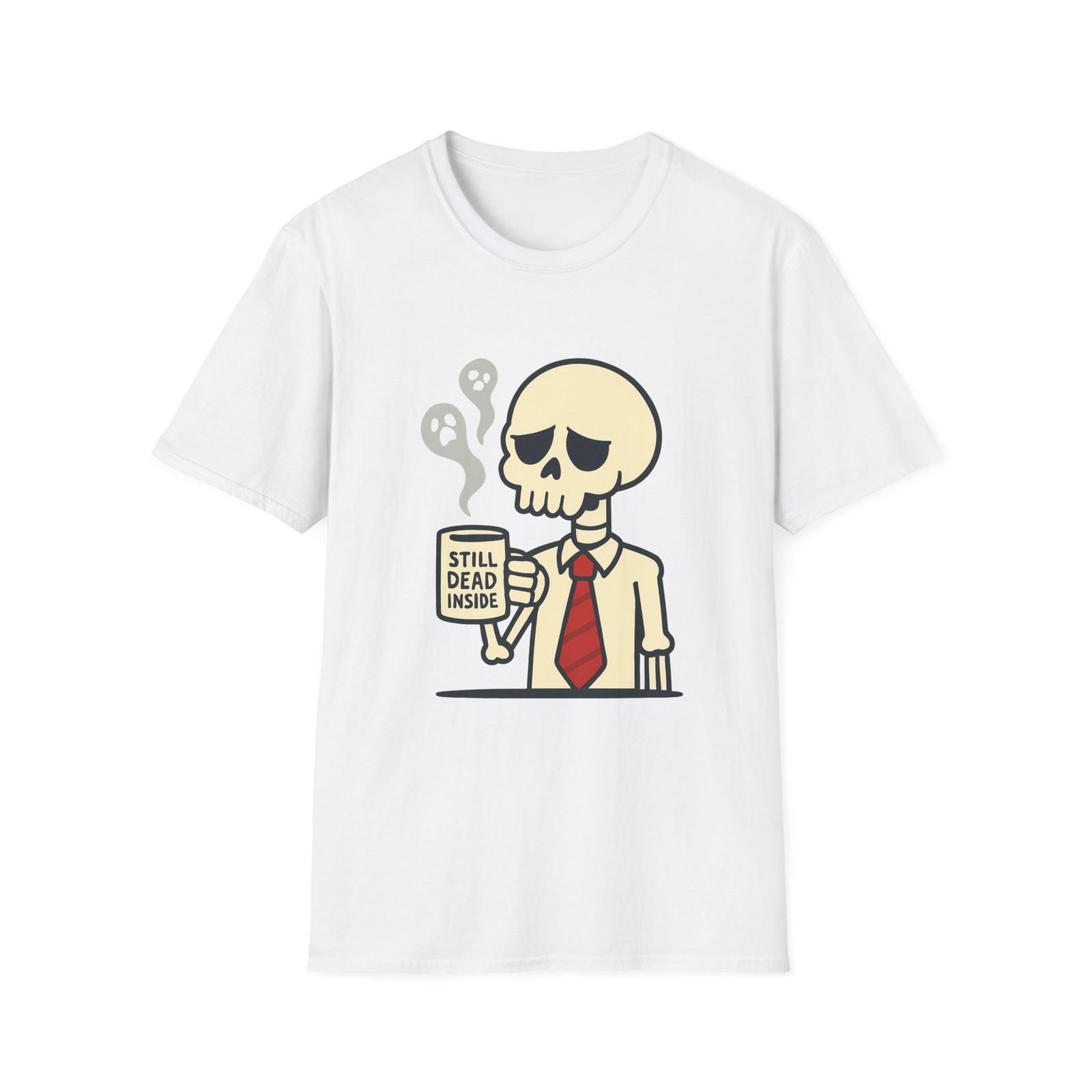 Unisex Softstyle T-Shirt Skeleton Coffee Skull Humor Funny S