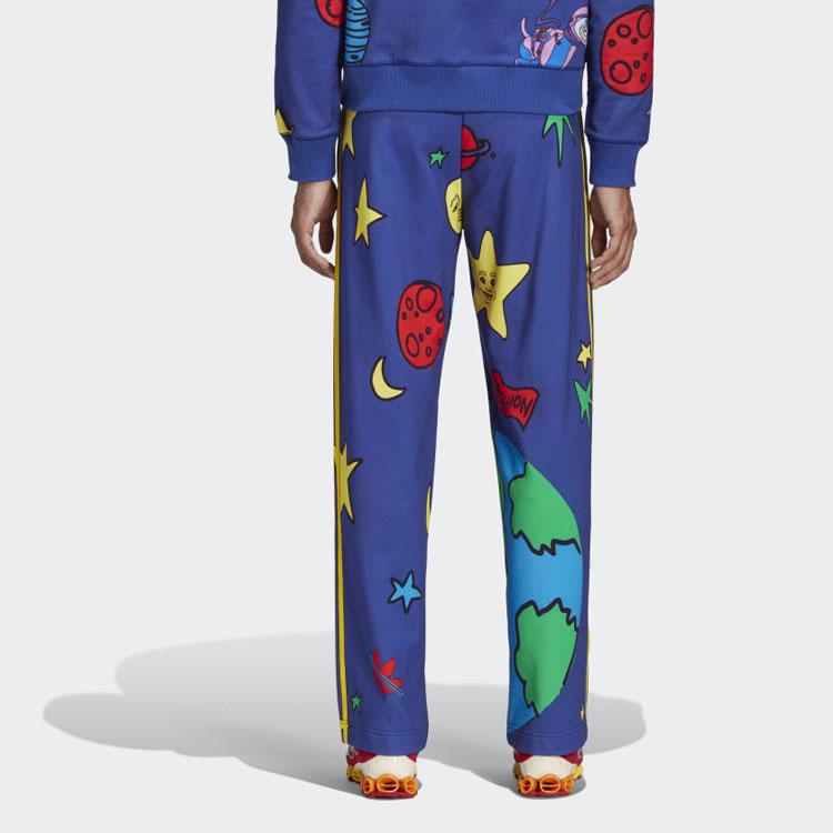 Adidas Originals Space Print Lace-Up Straight Loose Knit Sweatpants Men Bottoms Blue HN9053