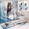 31Style 4Pcs Funny Shower Curtains Bathroom Curtain With Hooks Decor Waterproof Cat Dog 3d Bath 180*180cm Creative Personality Shower Curtain