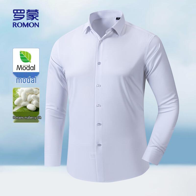 ROMON Men s Long Sleeve Mulberry Silk Blend Shirt 44