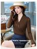 2025 Autumn Korean Style Long-Sleeve V-Neck Mesh Top for Women