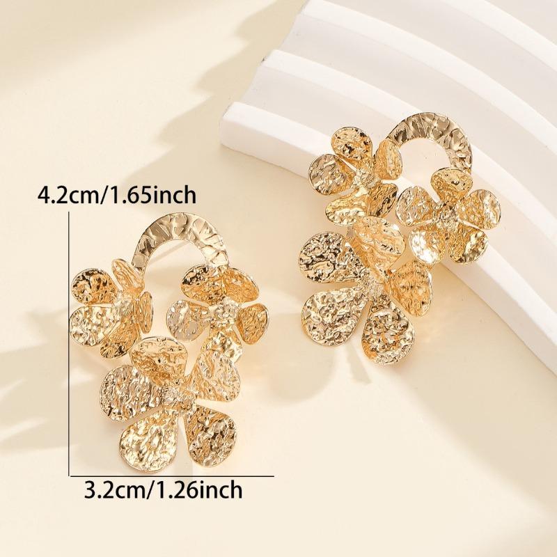 Exaggerated Personalized Three Five Petal Flower Dangle Earrings For Women