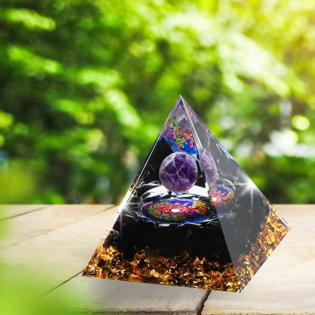 Orgonite Crystal Object, Orgone Pyramid Tower, Energy, Nature, Reiki, Healing, Chakra, 6cm x 6cm (20)