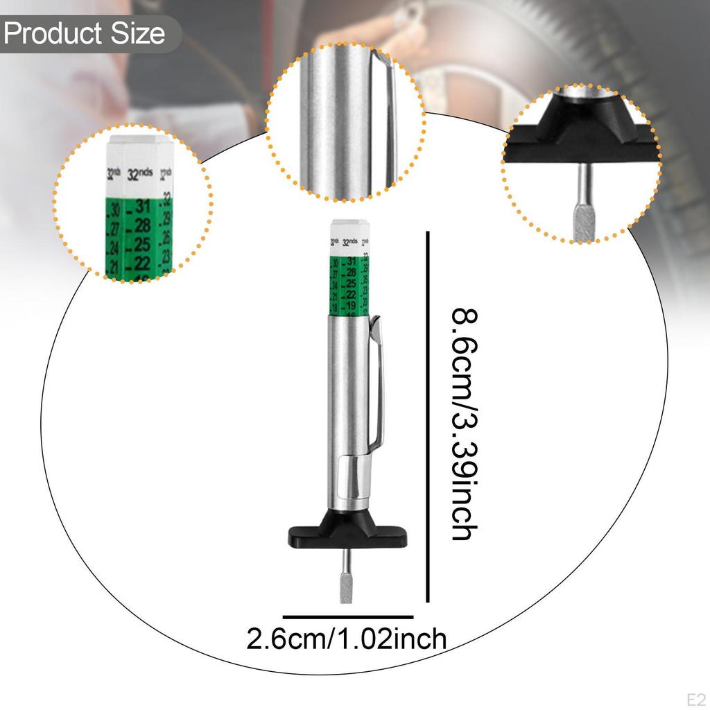 Car Tire Tread Depth Gauge Color Coded Portable Motorcycle Accurate Professional Supplies Truck