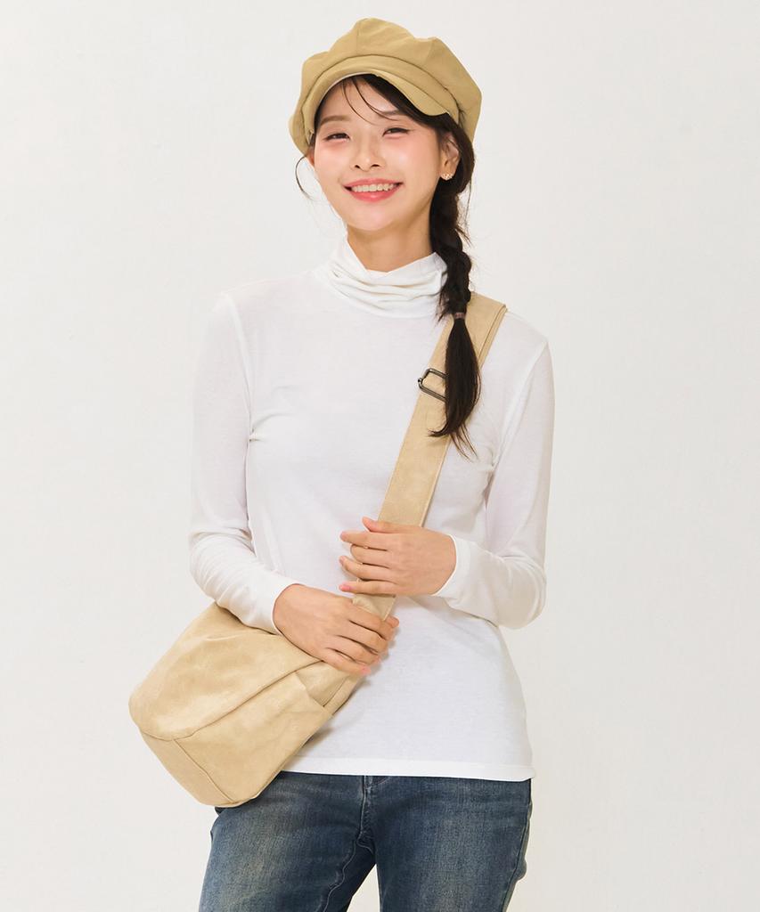 CHASECULT Women'S Basic Turtleneck T-Shirt - Ivory