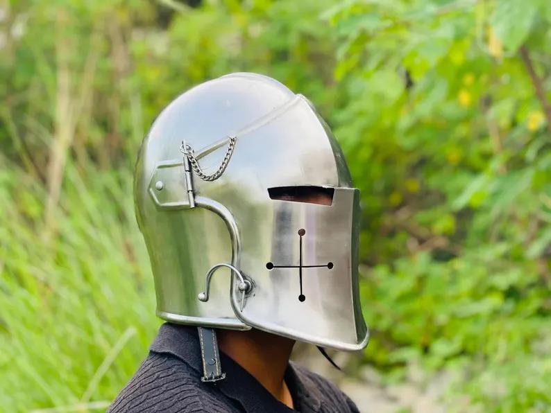 Barbuta Helmet ~ Medieval Knight Armor 18g Mild Steel ~ Cosplay Halloween Costume ~ Visored Warrior Helmet