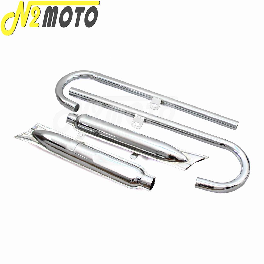 32HP Motorcycle Chrome Exhaust Muffler Tube Case For BMW K750 M1 M72 R71 R12 Dnepr MT12 Retro Modified Muffler System