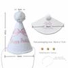 Bowknot One-Year-Old Birthday Cap Pink Blue Embroidery First Birthday Garland Lace Edge Ball Birthday Hat First Birthday