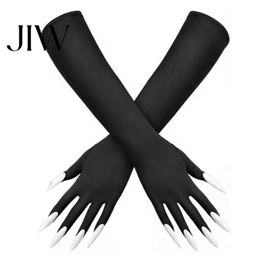 Comfortable Spooky Gloves 1 Pair Halloween Ghost Claw Gloves, Long Fingernail Witch Costume Elastic Polyester Accessory, Dark Party Performance