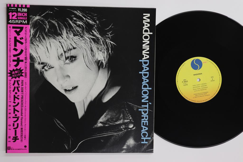 12inch Record MADONNA - Papa Dont Preach P3603 SIRE 1986 Japan Obi Pop Used
