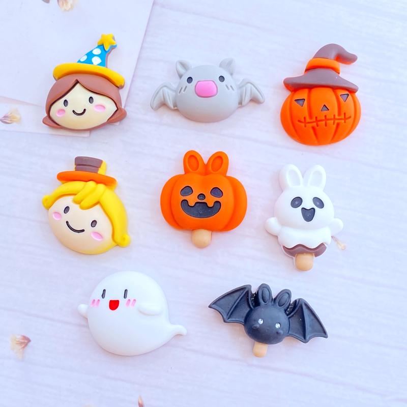 10Pcs New Cute Mini Halloween Series Flat back Resin Cabochons Scrapbooking DIY Jewelry Craft Decoration Accessorie
