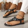 Women's Bohemian Toe Post Flat Sandals, Floral Summer Slip-On Shoes