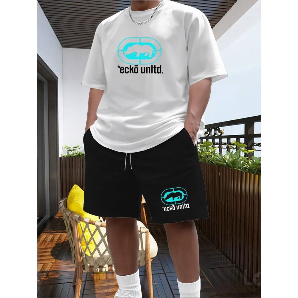 New Summer Sportswear Men s Suit Fashion Two-Piece Sports Fitness Running Casual Quick Drying Short Sleeved Shorts Set Men S