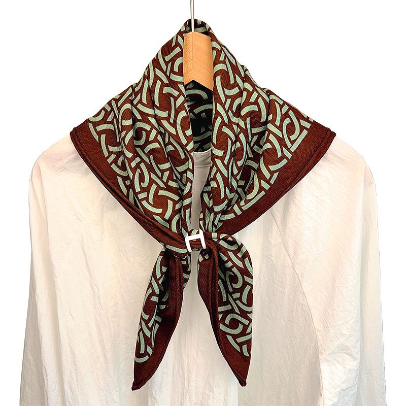 Autumn/Winter Silk Wool Scarf - Mulberry Silk Square with Hand-rolled Edges