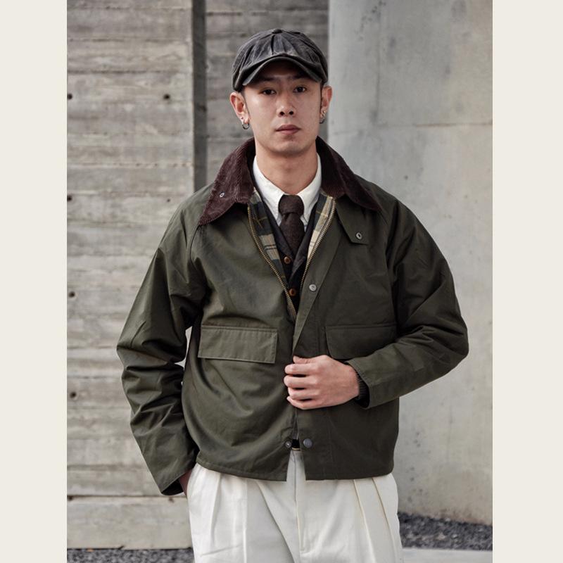 

Куртка унисекс GDDQSDC Hunting Oil Wax Jacket – для ловли рыбы нахлыстом, свободный короткий силуэт, ретро-топ с отворотом XXL