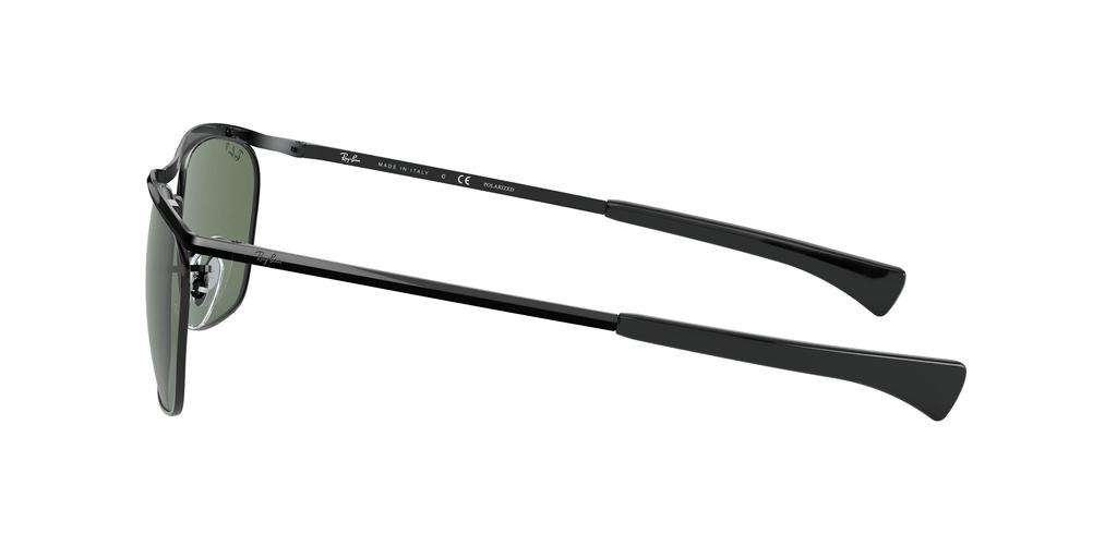 Shiny Polar Lens Size 60 Ray-Ban Men's Black/Green Sunglasses, (0RB3619)