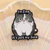 Broche Épingle Visage de Chat de Dessin Animé Avec Design Hilare « Ça Va, C'est Juste Mon Visage » Épingle Émaillée Pour Accessoire de Mode Cadeau