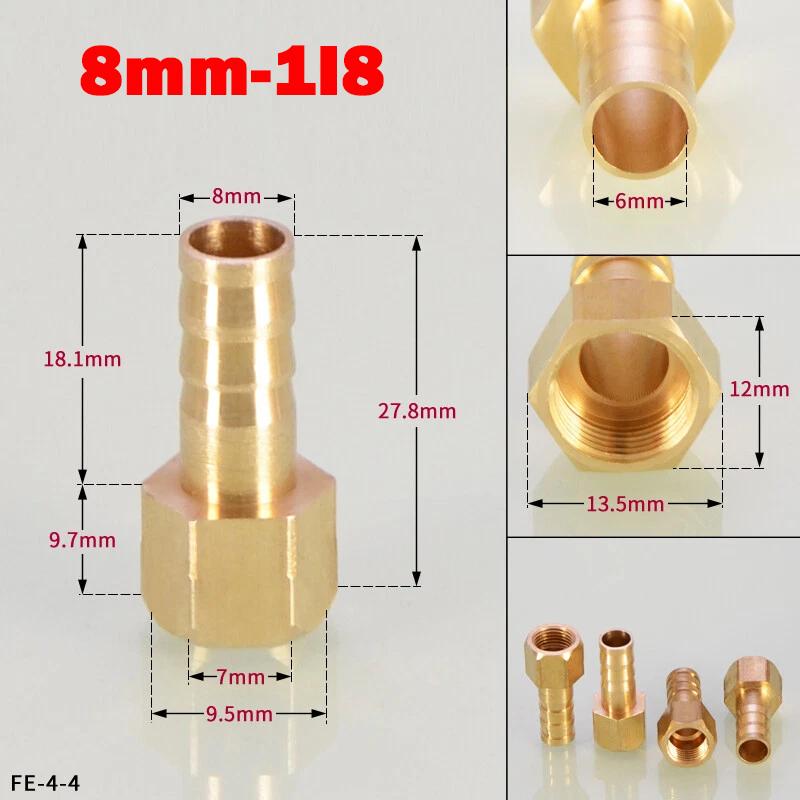 Hongtu Brass Female Thread Hose Connector - 1/8" 1/4" 3/8" BSP, 6-18mm Barb Tail End Fitting (Copper Adapter/Coupler)