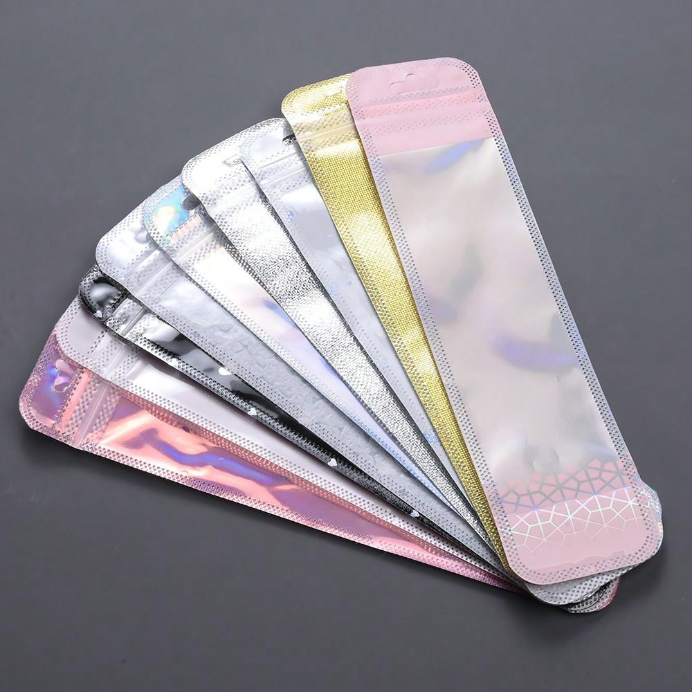 100Pcs Holographic Pen Bags, Pen Packaging Bags, Resealable Smell Proof Bags For Party Favor Storage, Cosmetics, Jewelry & Pen Packaging