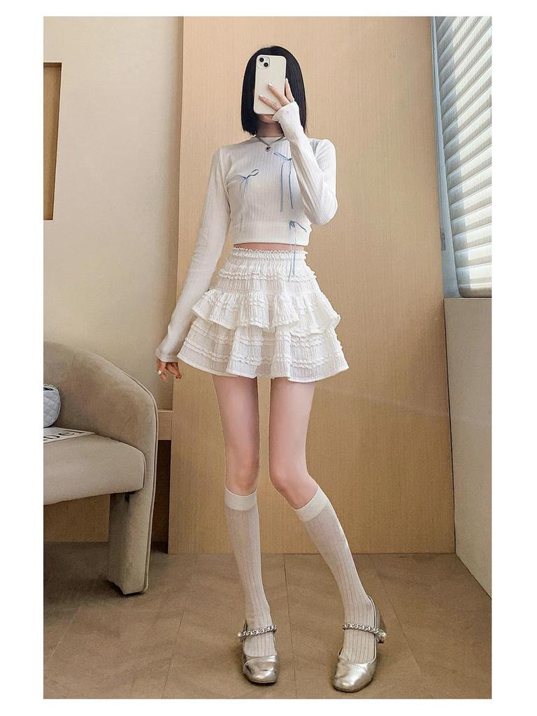 Women's Lace Ballet Midi Skirt - Summer 2025 High Waist Slimming Princess Style Skirt