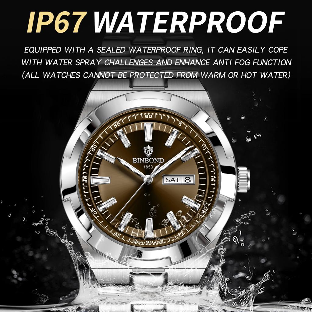 New Luxury Quartz Man Wristwatch Sport Men Watches Waterproof Luminous Date Week Stainless Steel Men's Watch Male Reloj