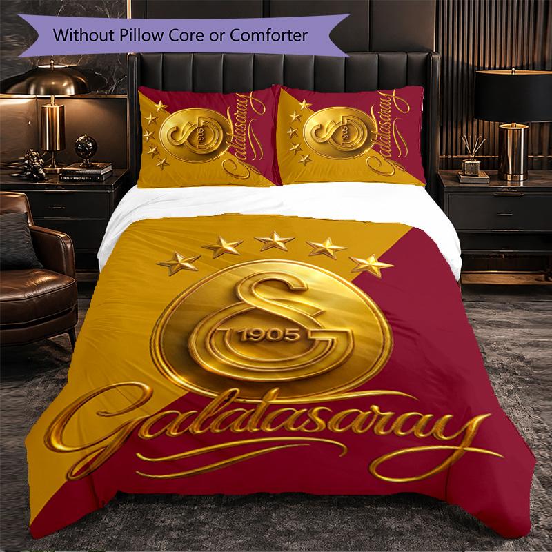 Biancheria da letto a tema Galatasaray FC Set 3 Pezzi Copripiumino Biancheria da letto decorativa per camera da letto per adolescenti Decorazione per la casa