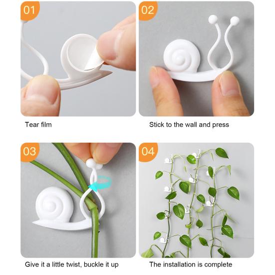 10Pcs/Set Adorable Snail Shape Plant Fixed Clip Good Clamping Wall Mounted Plastic Plant Holder Clip for Home